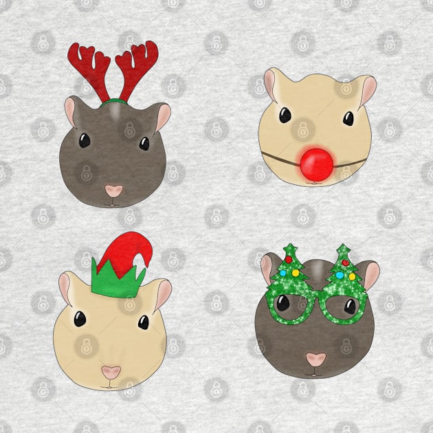 Christmas Gerbil heads by Becky-Marie